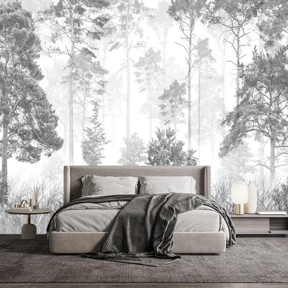 Elegant Gray Jungle Tropical Plant Wallpaper/Wall Mural - Picture 1 of 7